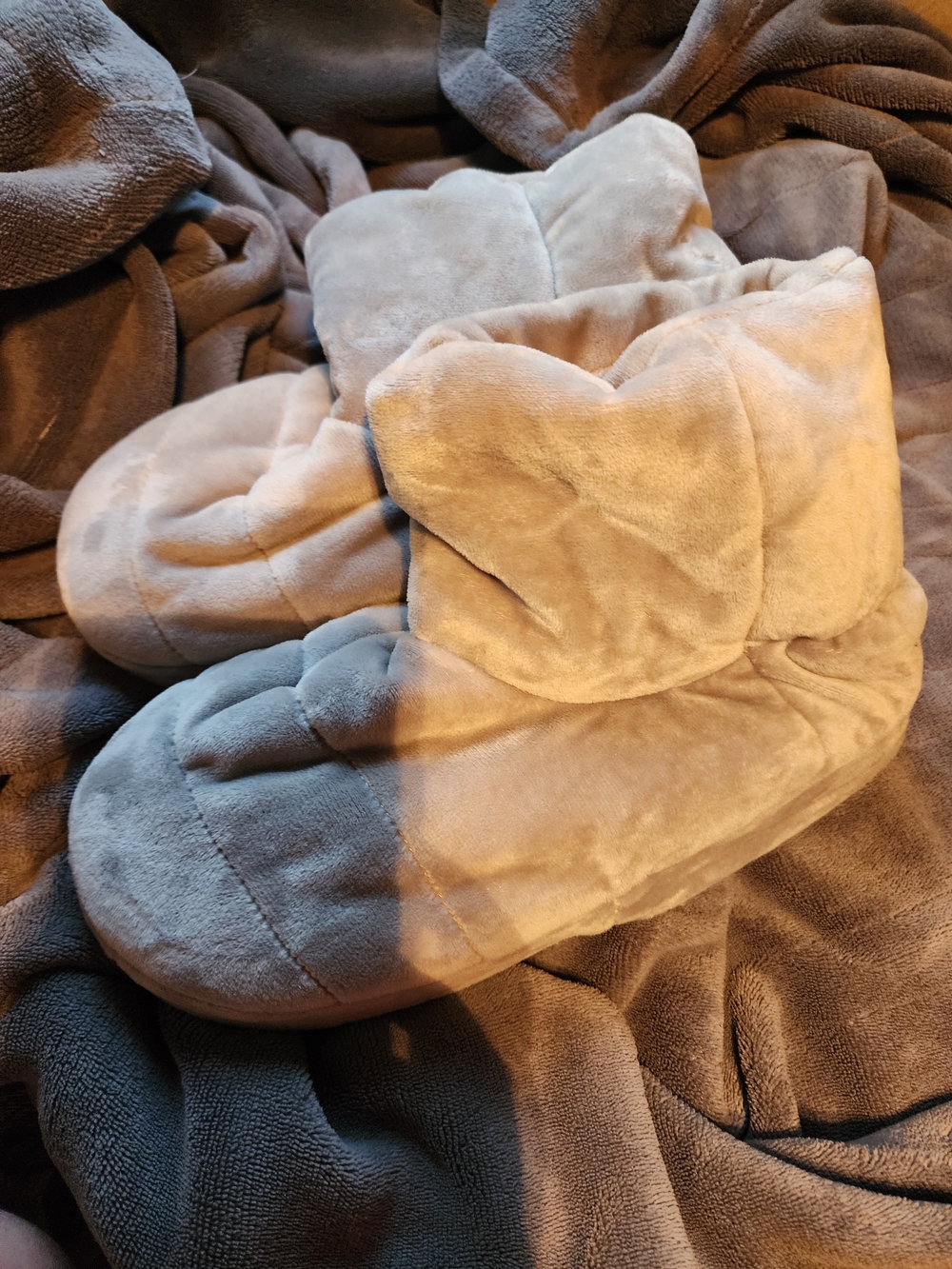 Plush Cozy Slipper Boots in Light Gray